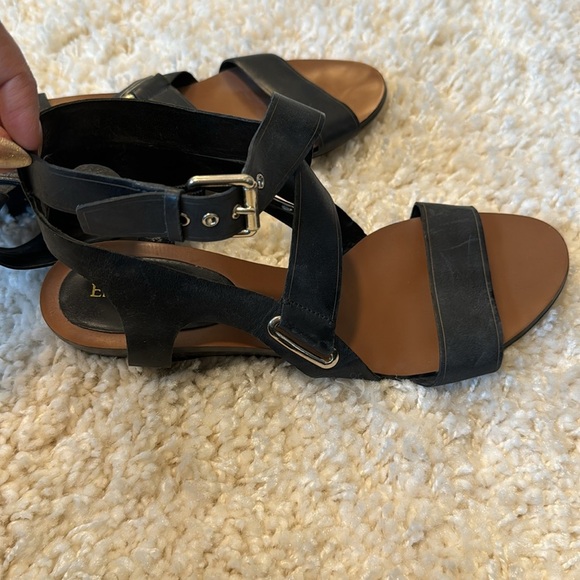 Enzo Angiolini Womens Leather Open Toe Strappy Low Heel Sandals Black Size 8 - Picture 2 of 5